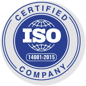 ISO 14001:2015 certified company badge